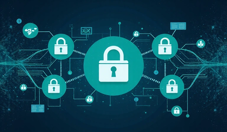 Data collection illustration showing secure data transmission