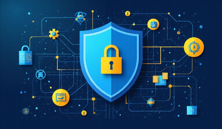 Data security illustration showing protected digital information