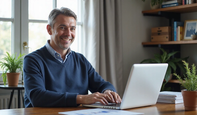 Mark smiling in his home office
